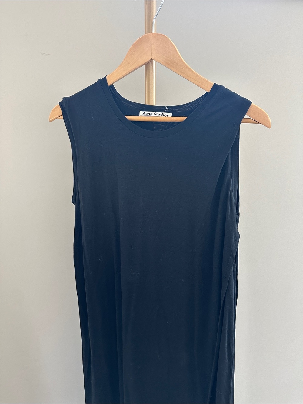 Acne Studios Black Lace Tencel Maxi Dress Asymmetrical Hem Tank Medium - Picture 6 of 10